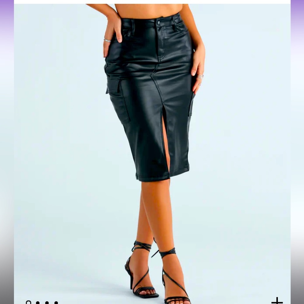 Windsor Faux Leather Cargo Midi Skirt